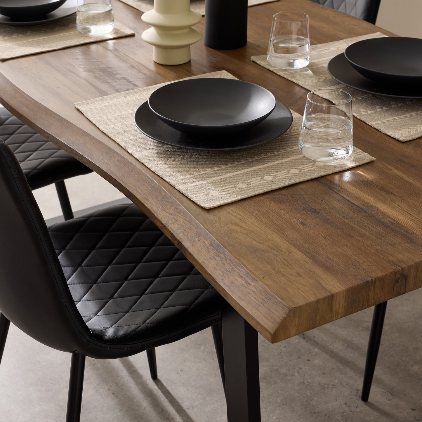 LIVE EDGE DINING TABLE WITH BLACK METAL LEGS