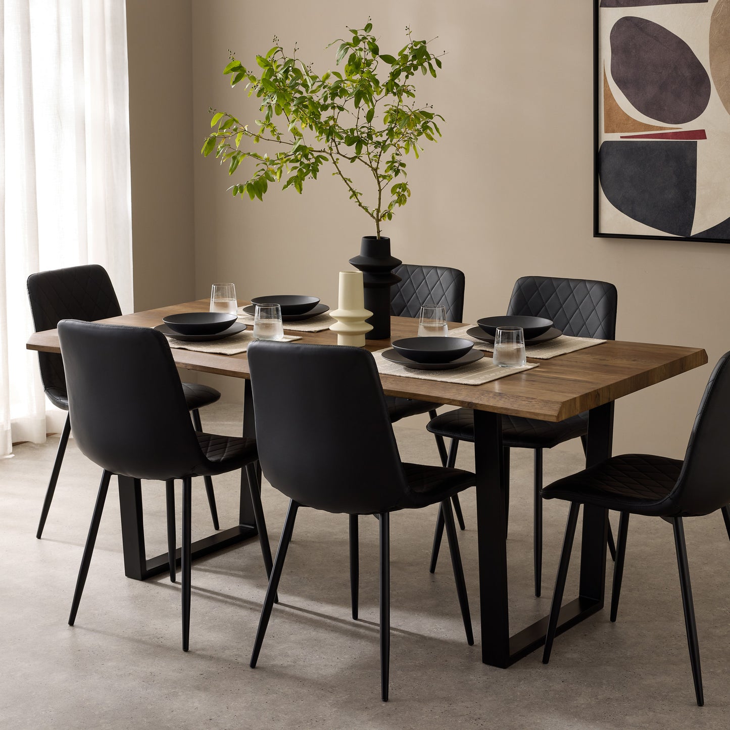 LIVE EDGE DINING TABLE WITH BLACK METAL LEGS