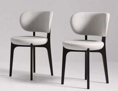 BOUCLE DINING CHAIR WITH SOLID WOOD LEGS