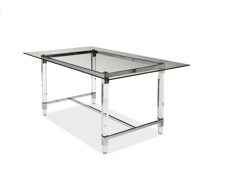 RECTANGULAR GLASS W ACRYLIC LEG DINING TABLE