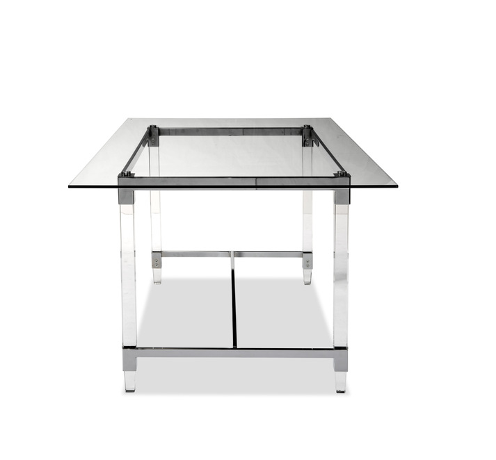 RECTANGULAR GLASS W ACRYLIC LEG DINING TABLE
