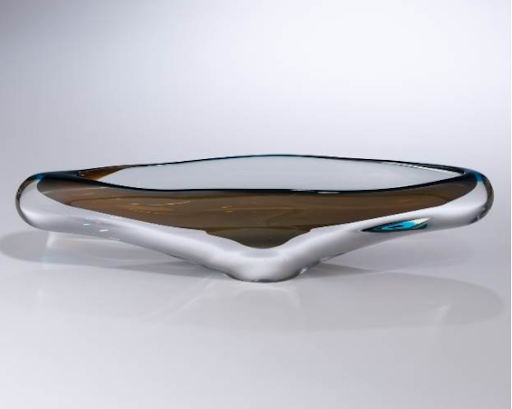 CANOE BOWL-TURQUOISE & BEIGE