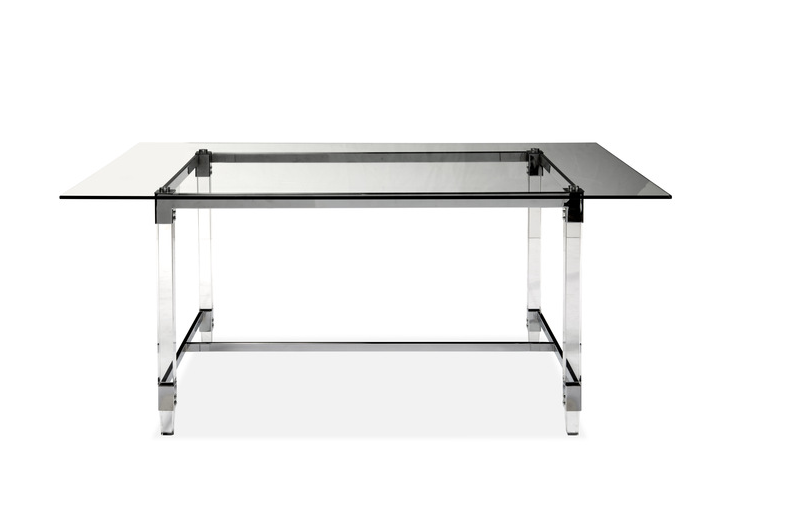 RECTANGULAR GLASS W ACRYLIC LEG DINING TABLE