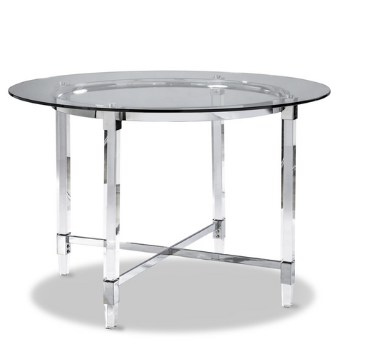 ROUND GLASS W ACRYLIC LEG BREAKFAST TABLE
